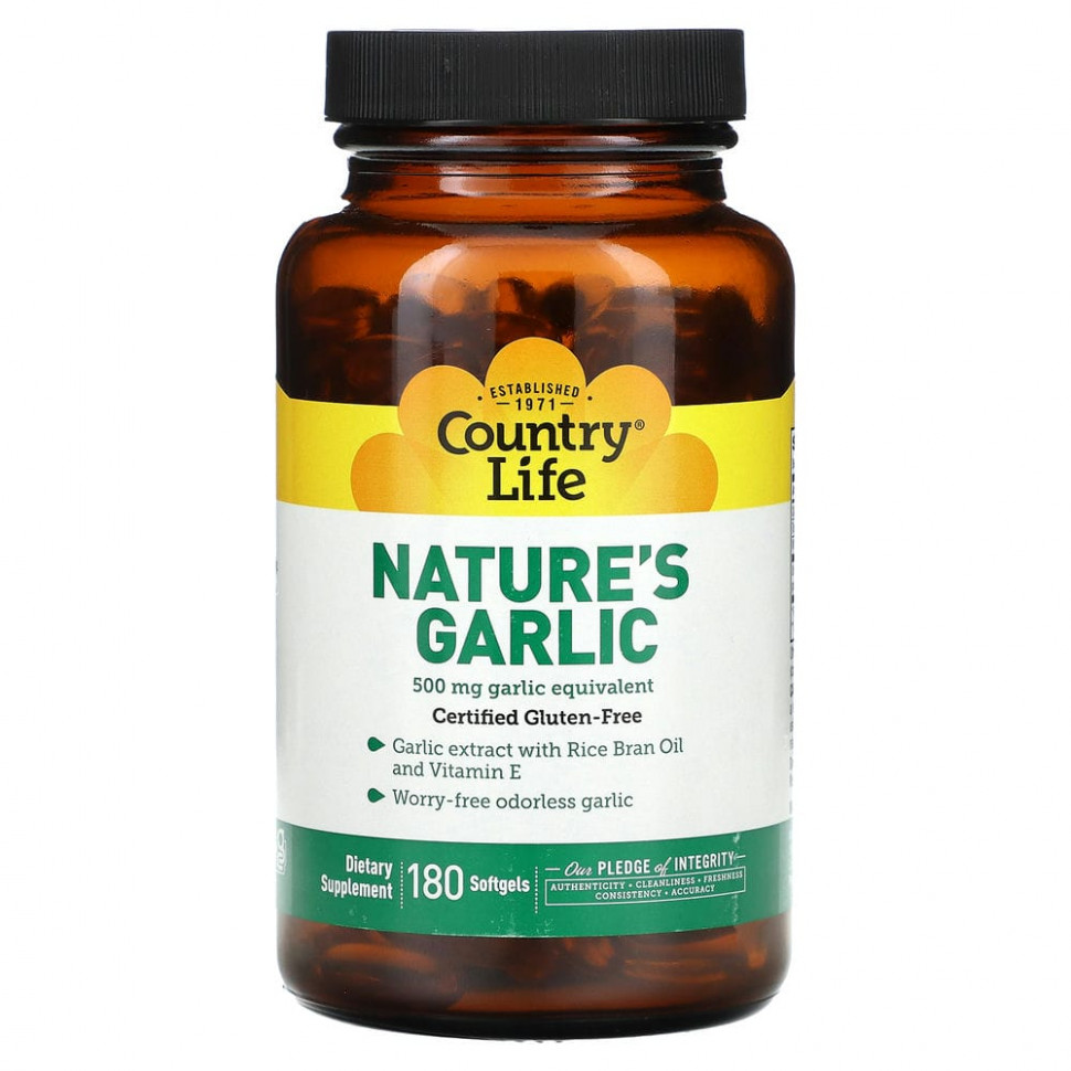 Country Life, Nature's Garlic, 500 , 180    Iherb ()