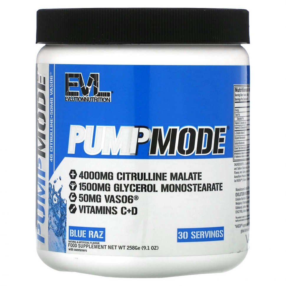 EVLution Nutrition, PumpMode, Blue Raz, 258  (9,1 )    , -, 