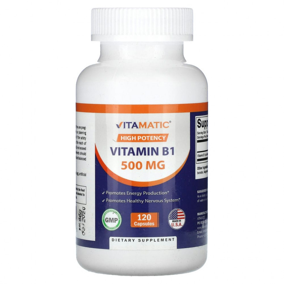 Vitamatic, High Potency,  B1, 500 , 120     , -, 