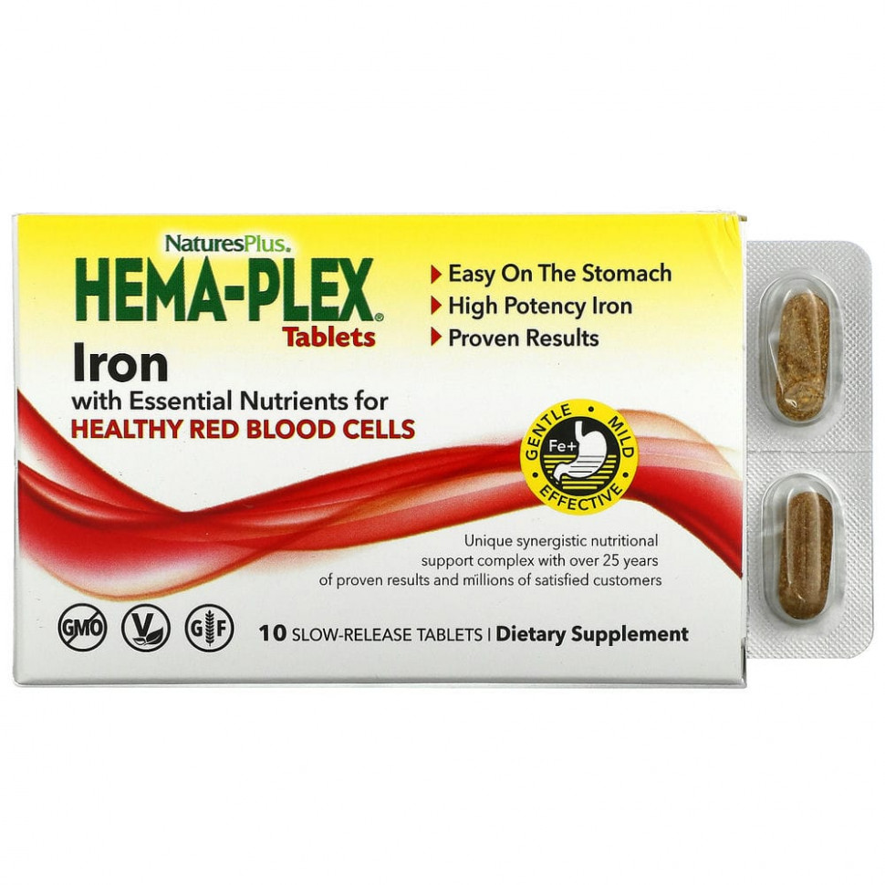 ���������� NaturesPlus, Hema-Plex, ������ � ������������ ������������ ���������� ��� �������� �����������, 10 �������� � ����������� ��������������  Iherb (������)
