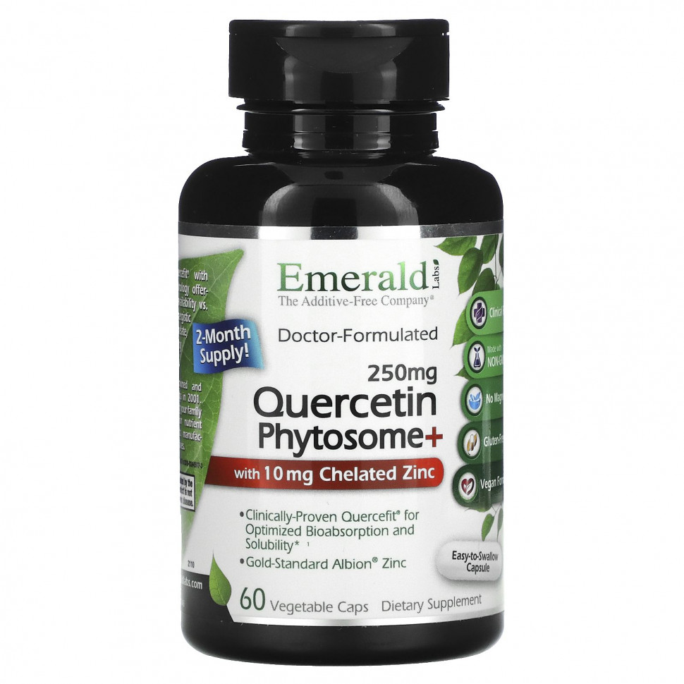 Emerald Laboratories, Quercetin Phytosome+, 250 mg, 60 Vegetable Caps    , -, 