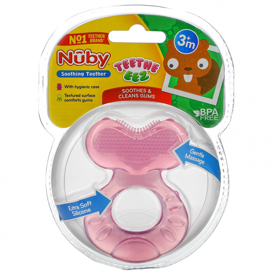 Nuby, Teethe Eez, Soothing Teether, Pink, 3+m, 2 Piece Set    , -, 