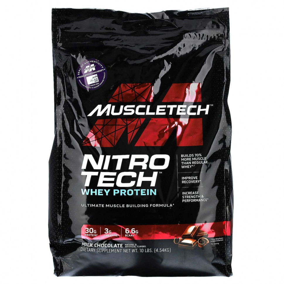 ���������� Muscletech, Nitro Tech, ������������ ������ � ������� ��� ����� ����� �������� �����, �� ������ ��������� ��������, 4,54 �� (10 ������)  Iherb (������)