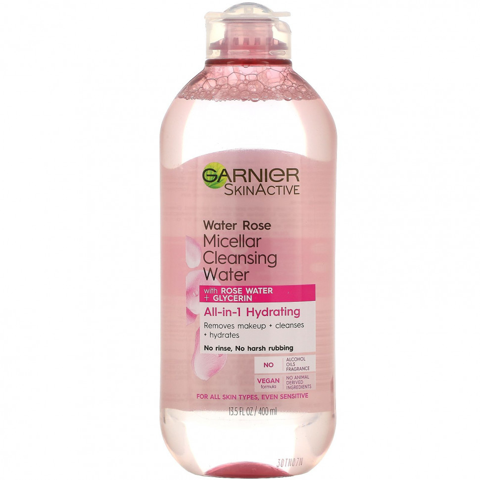 Garnier, SkinActive, Water Rose Micellar Cleansing Water, 13.5 fl oz (400 ml)    , -, 