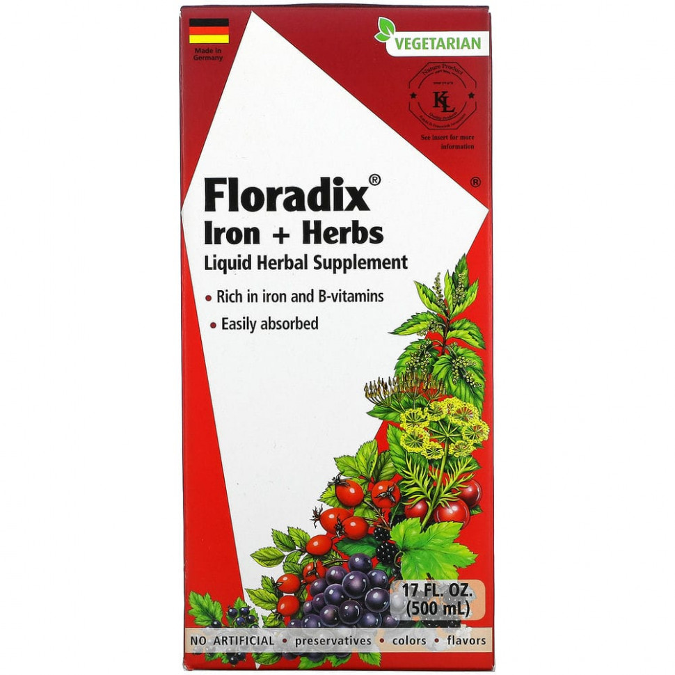 ���������� Gaia Herbs, Floradix, ������ � �����, 500 �� (17 ����. �����)  Iherb (������)
