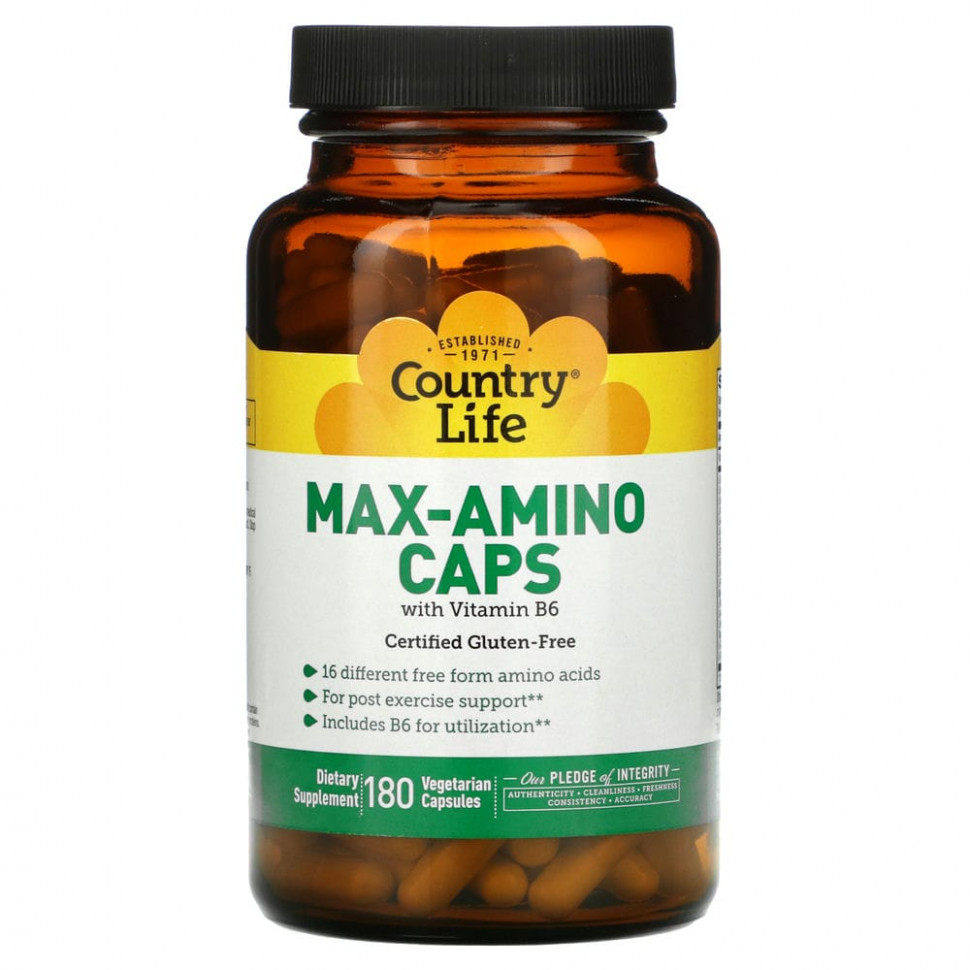 Country Life, Max-Amino Caps,   B-6, 180      , -, 