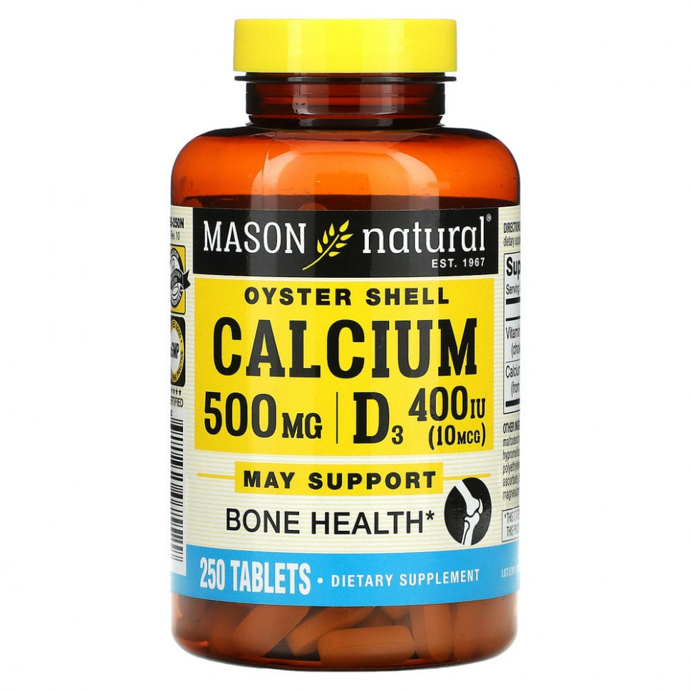 Mason Natural, Oyster Shell Calcium Plus D3`` 250     , -, 