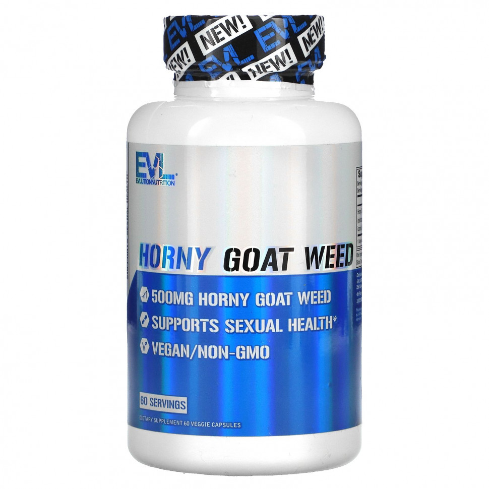 EVLution Nutrition, Horny Goat Weed, 500 mg , 60 Veggie Capsules    , -, 