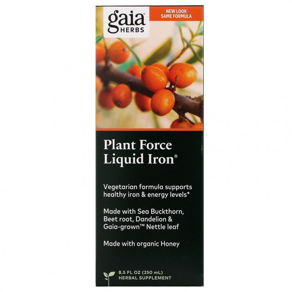  Gaia Herbs, Plant Force Liquid Iron, 250  (8,5 . )  Iherb ()