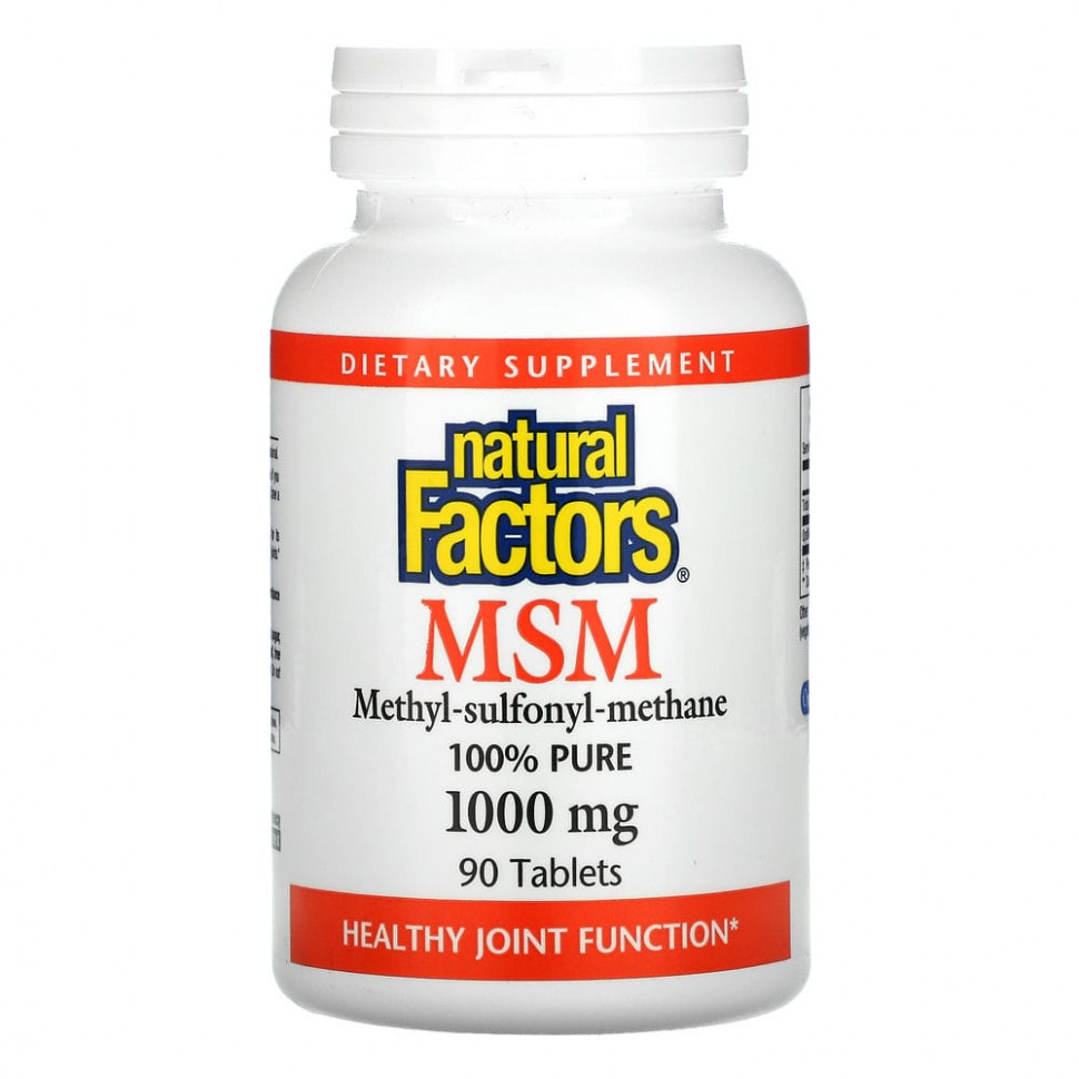 Natural Factors, MSM, Methyl-Sulfonyl-Methane, 1,000 mg, 90 Tablets    , -, 