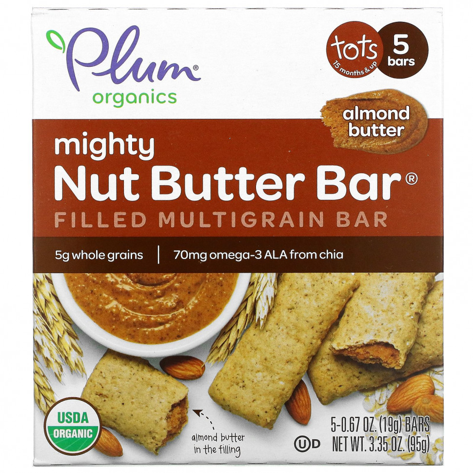 ���������� Plum Organics, Mighty Nut Butter Bar, ��� ����� �� 15 �������, ���������� �����, 5 ����������, �� 19 � (0,67 �����)  Iherb (������)