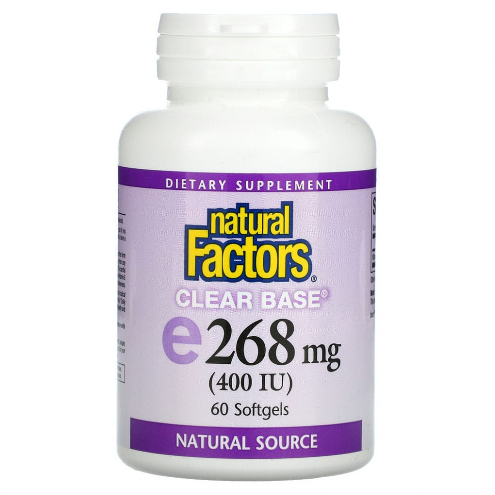 Natural Factors, Clear Base Vitamin E, 268  (400 ), 60      , -, 