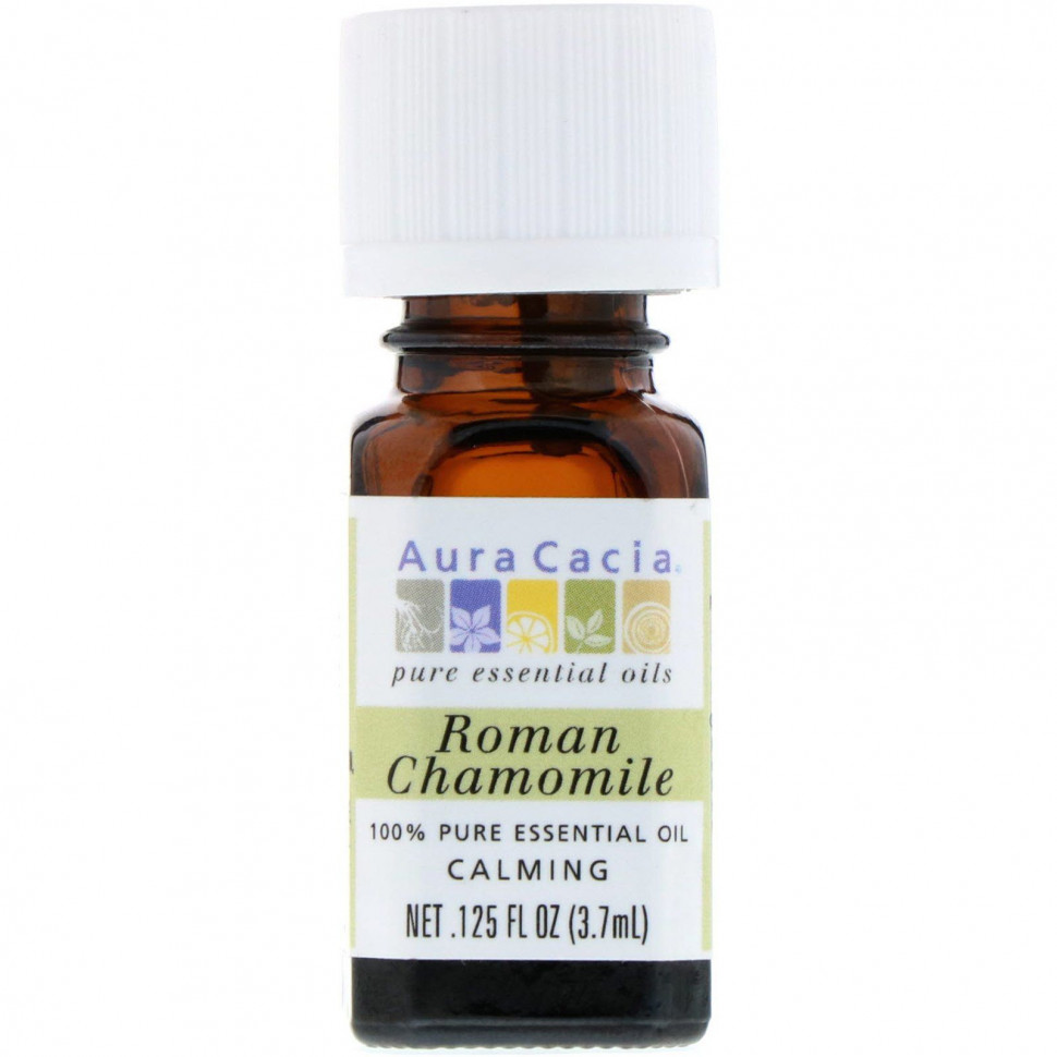 Aura Cacia, 100% Pure Essential Oil, Roman Chamomile, .125 fl oz (3.7 ml)    , -, 