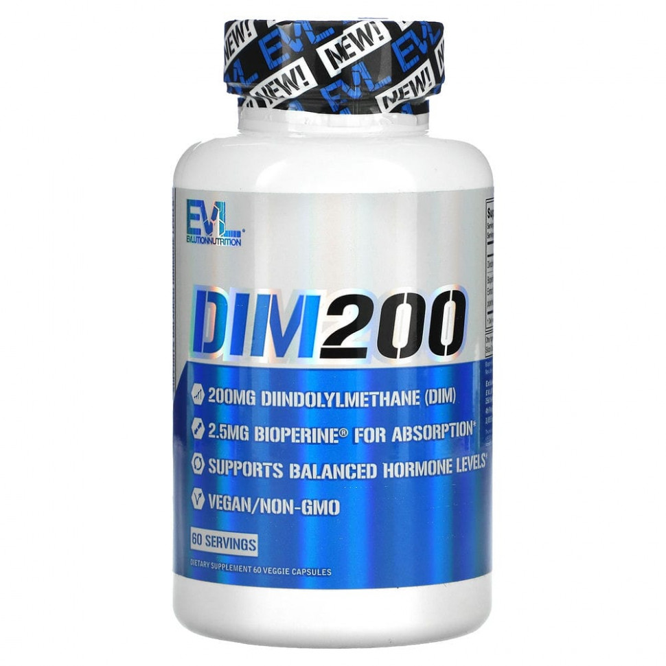 EVLution Nutrition, DIM 200, 200 mg, 60 Veggie Capsules    , -, 