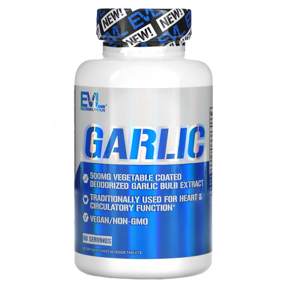 EVLution Nutrition, Garlic , 500 mg, 60 Veggie Capsules    , -, 
