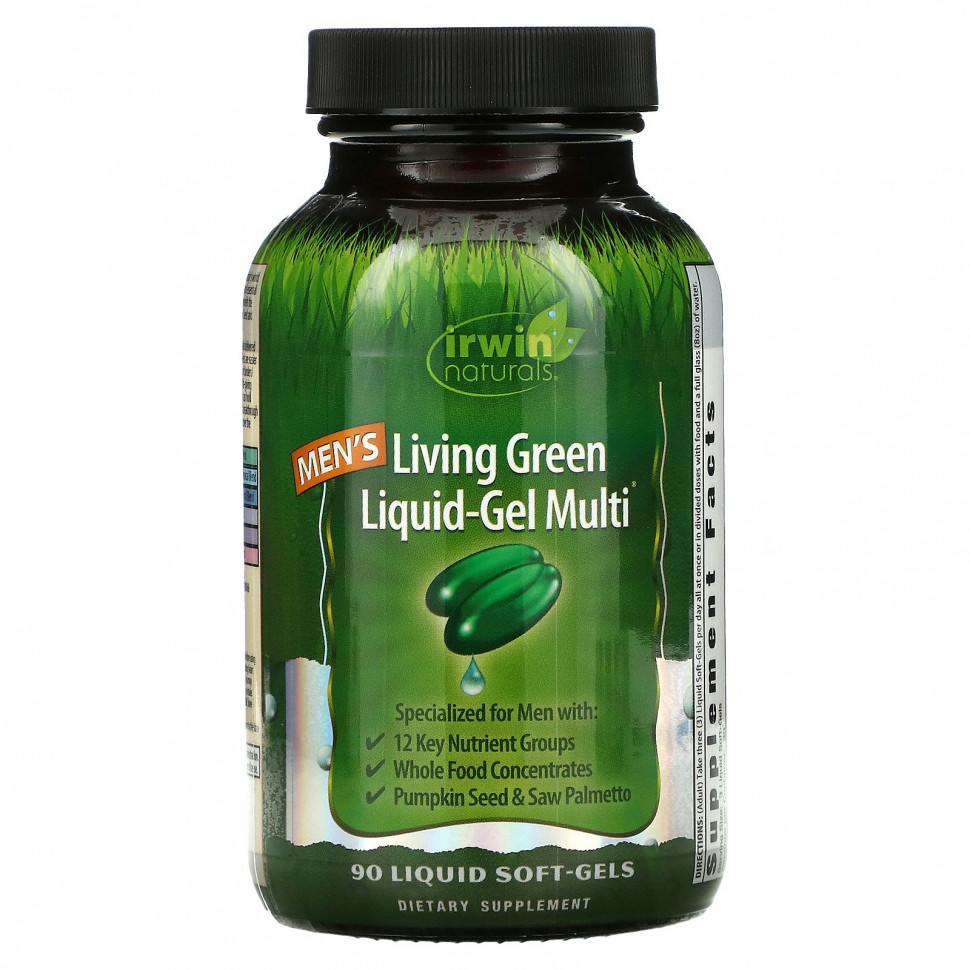 Irwin Naturals, Men's Living Green Liquid-Gel Multi, 90         , -, 