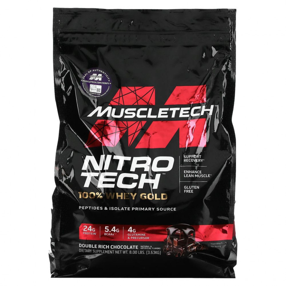 ���������� Muscletech, Nitro Tech, 100% Whey Gold, ������������ ����� � �������, ������� �������, 3,63 �� (8 ������)  Iherb (������)