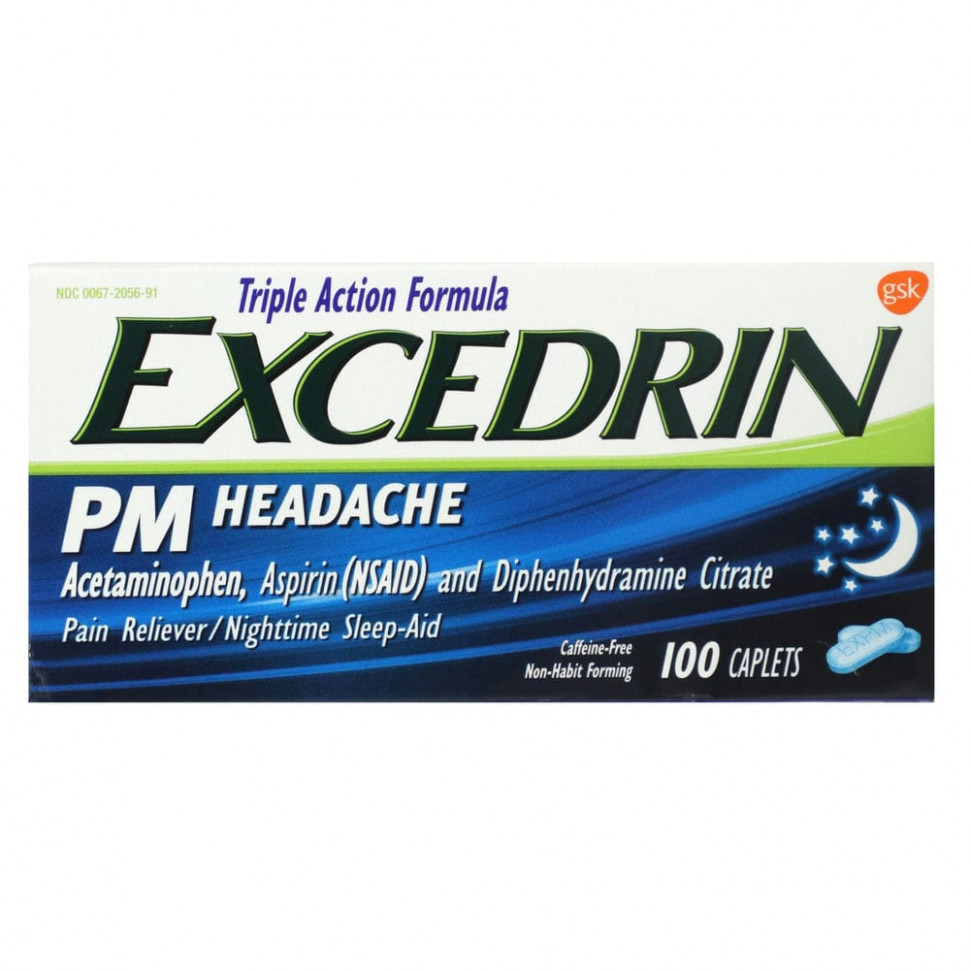 Excedrin, PM Headache, 100     , -, 