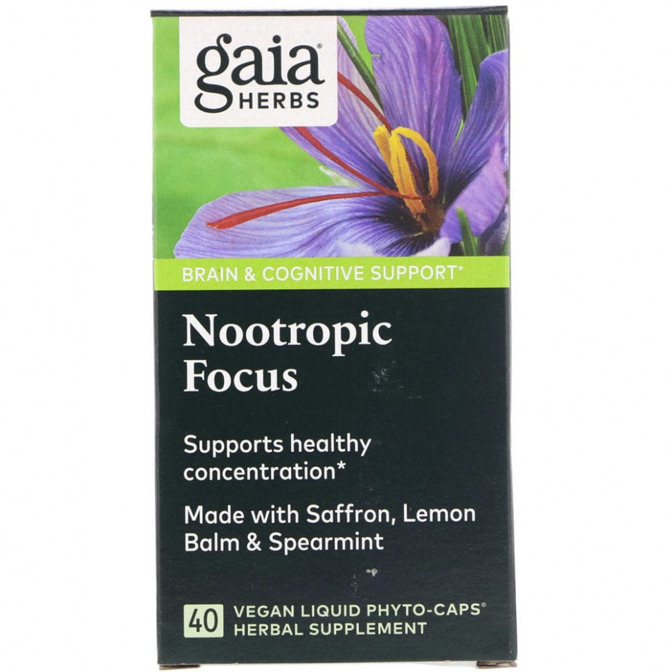 Gaia Herbs, Nootropic Focus, 40 Vegan Liquid Phyto-Caps    , -, 