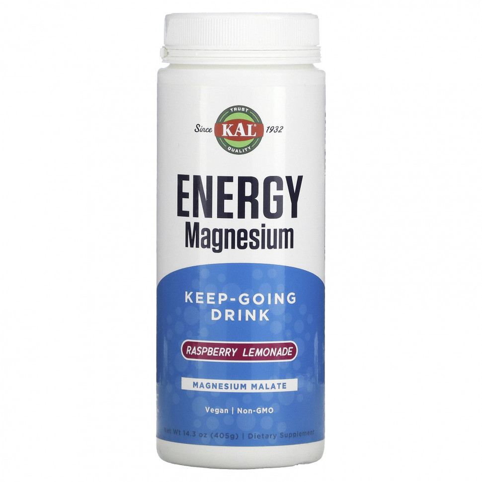 KAL, Energy Magnesium, Keep-Going Drink, Raspberry Lemonade, 14.3 oz (405 g)    , -, 