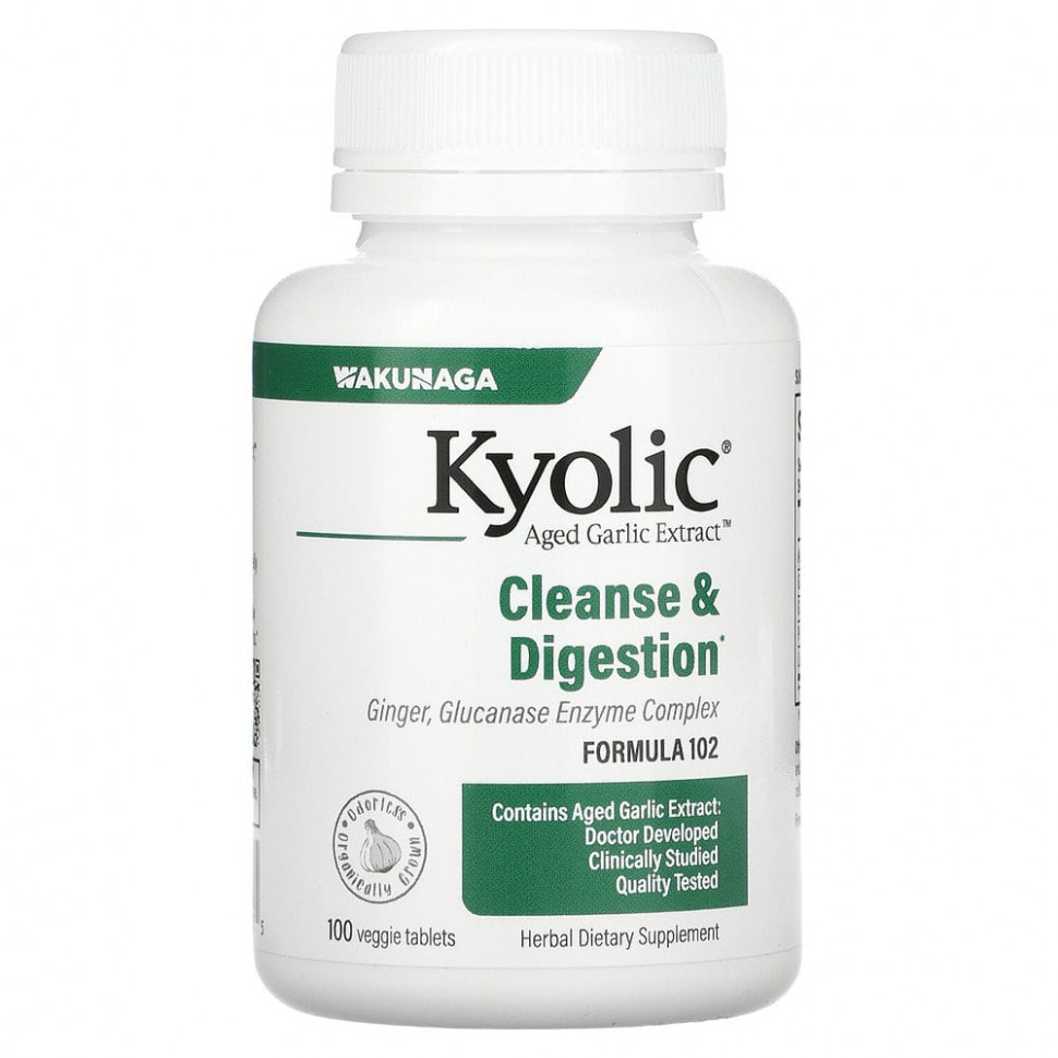 Kyolic, Kyolic Formula 102, Candida Cleanse & Digestion, 100 Vegetarian Tablets    , -, 