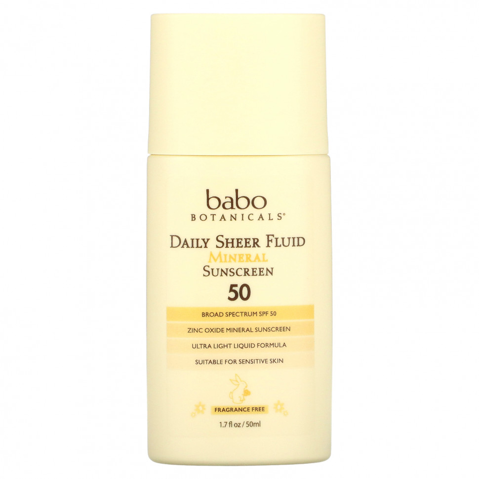 Babo Botanicals, Daily Sheer Fluid Mineral Sunscreen 50,  , 50  (1,7 . )    , -, 