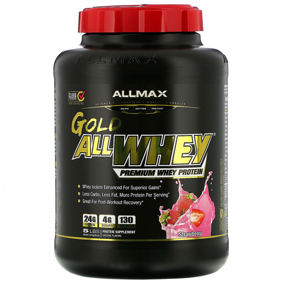 ALLMAX Nutrition, AllWhey Gold, Premium Whey Protein, Strawberry, 5 lbs. (2.27 kg)    , -, 