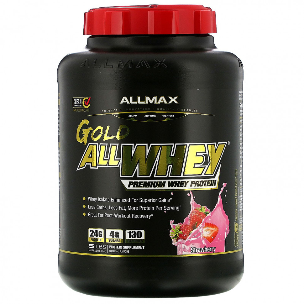 ���������� ALLMAX Nutrition, AllWhey Gold, Premium Whey Protein, Strawberry, 5 lbs. (2.27 kg)  Iherb (������)