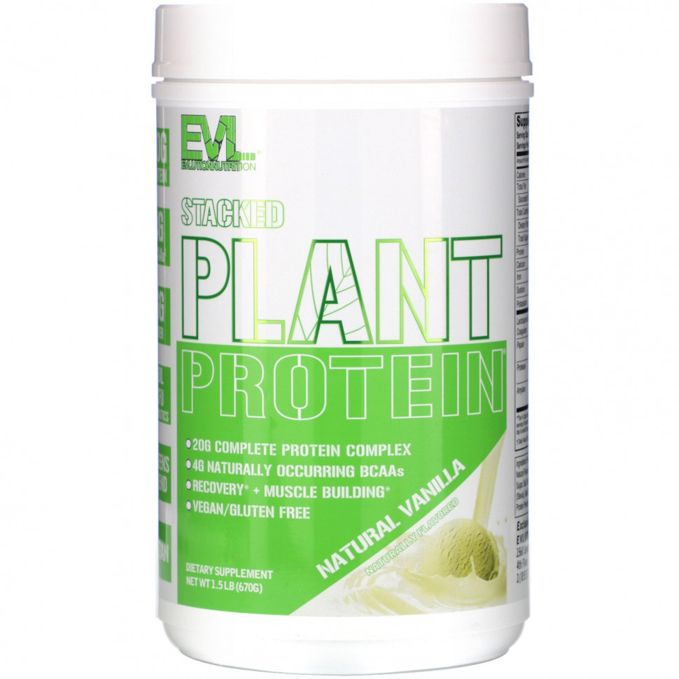  EVLution Nutrition, Stacked Plant Protein,  , 670  (1,5 )  Iherb ()