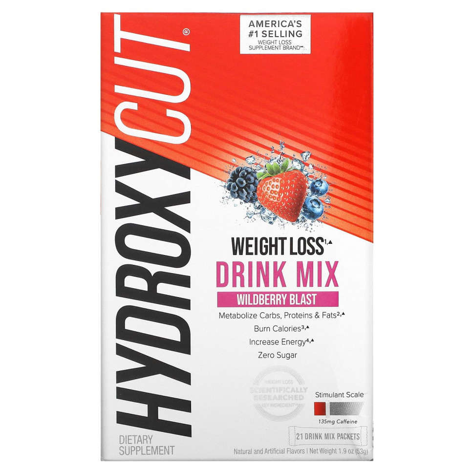 Hydroxycut, Weight Loss Drink Mix, Wildberry Blast, 21 Packets, 1.9 oz (53 g)    , -, 