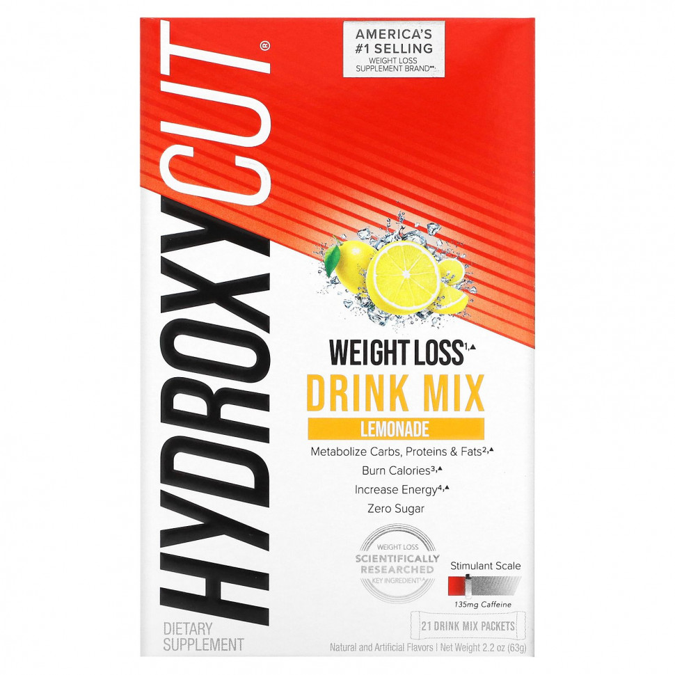 Hydroxycut, Weight Loss Drink Mix, Lemonade, 21 Packets, 2.2 oz (63 g)    , -, 