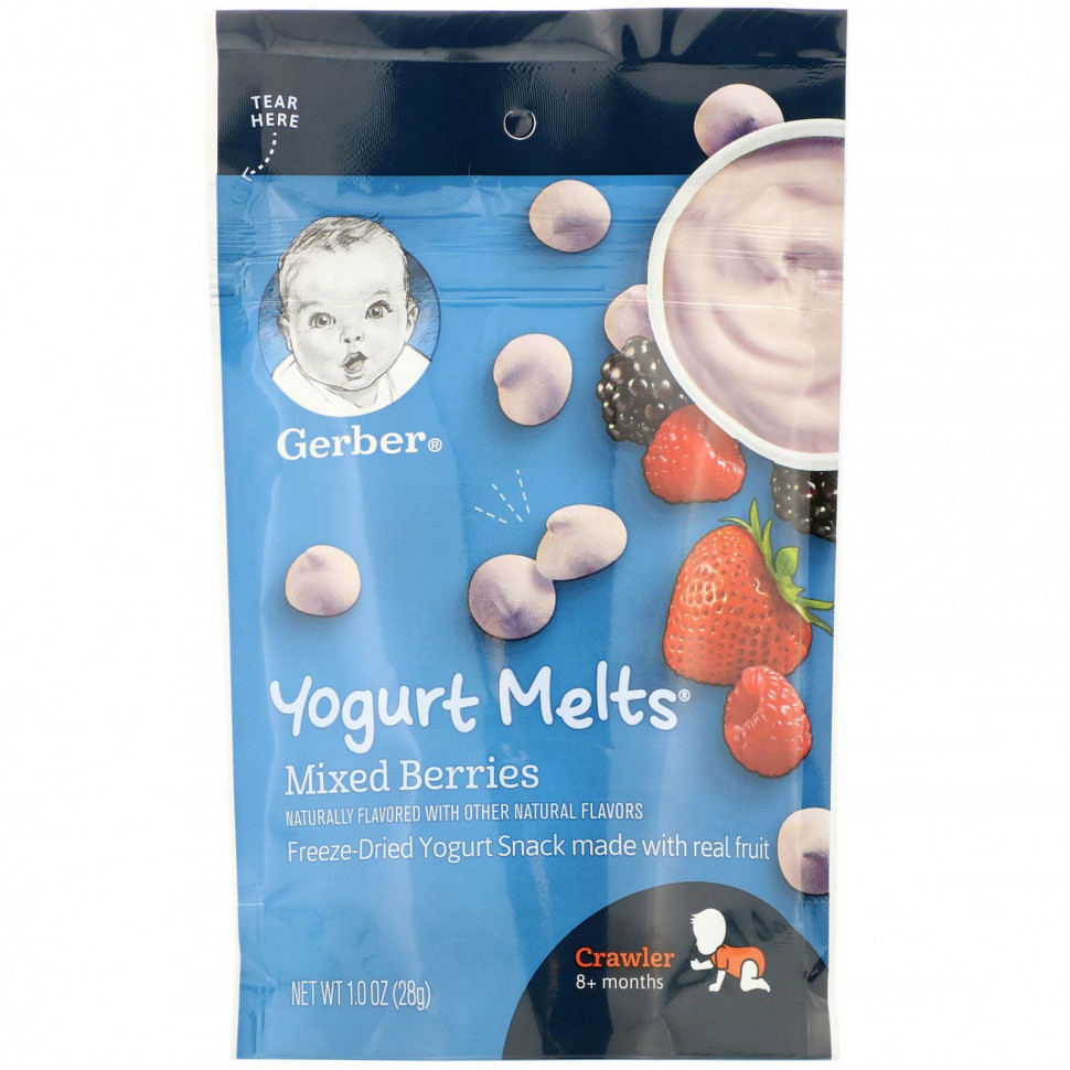 ���������� Gerber, Graduates, Yogurt Melts, �� 8 �������, ����� ����, 28 � (1,0 �����)  Iherb (������)