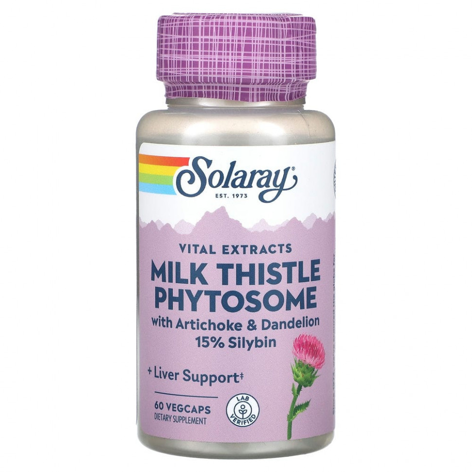  Solaray, Vital Extracts, Milk Thistle Phytosome, 60 VegCaps  Iherb ()
