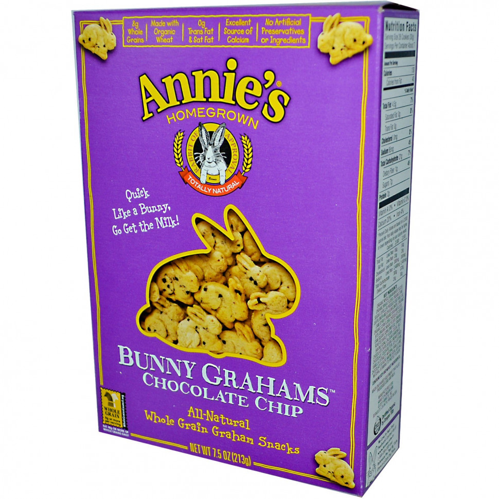 Annie's Homegrown, Bunny Grahams, Chocolate Chip, 7.5 oz (213 g)    , -, 