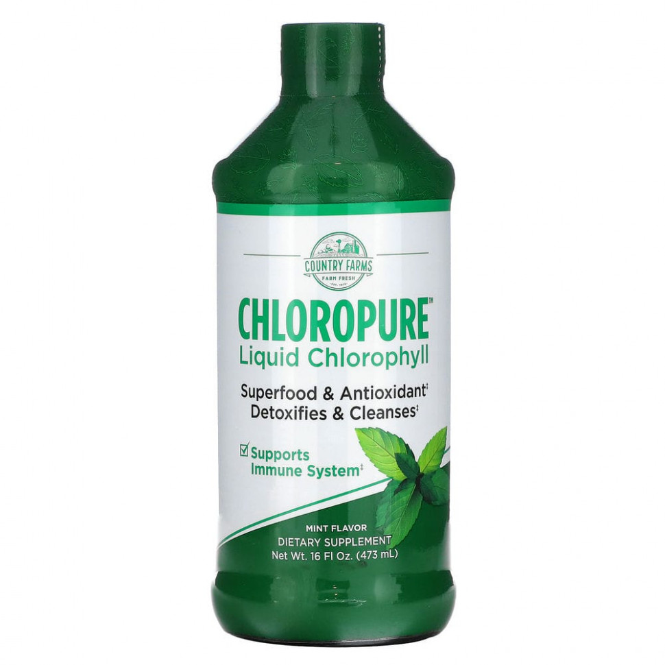 Country Farms, Chloropure Liquid Chlorophyll, Mint , 16 fl oz (473 ml)    , -, 