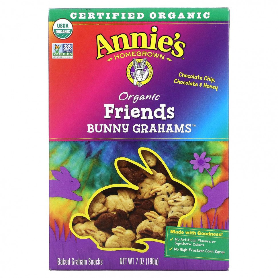 ���������� Annie's Homegrown, Organic Friends Baked Bunny Graham Snacks, ���������� ������, ������� � ���, 198 � (7 �����)  Iherb (������)