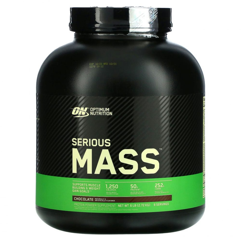 Optimum Nutrition, Serious Mass,High Protein Gain Powder, Chocolate, 6 lbs (2.72 kg)    , -, 