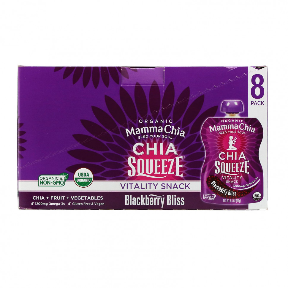 ���������� Mamma Chia, Organic Chia Squeeze, Vitality Snack, �������, 8 ������, 99 � (3,5 �����)  Iherb (������)