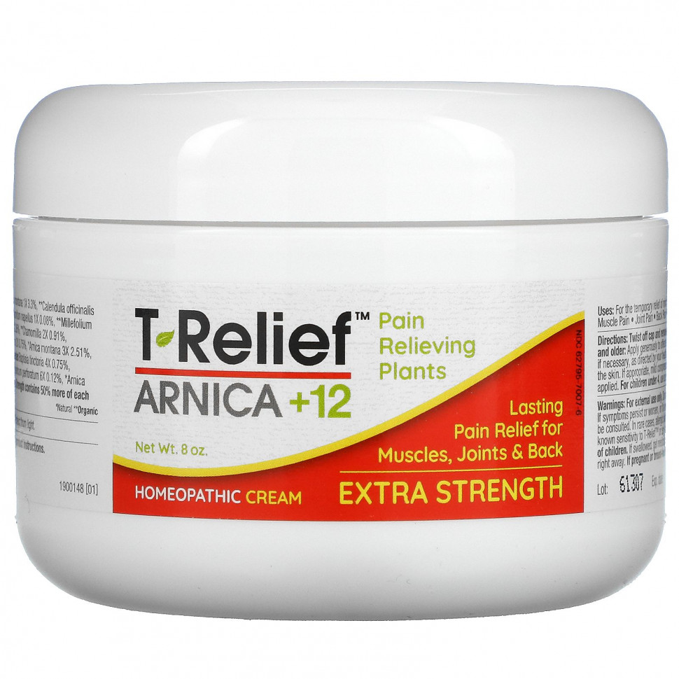 MediNatura, T-Relief, Plant-Based Extra Strength Pain Cream, 8 oz    , -, 