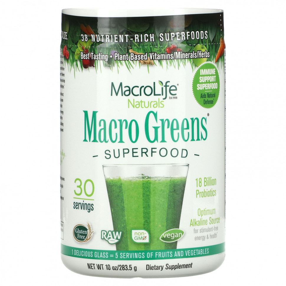 Macrolife Naturals, Macro Greens, , 283,5  (10 )    , -, 