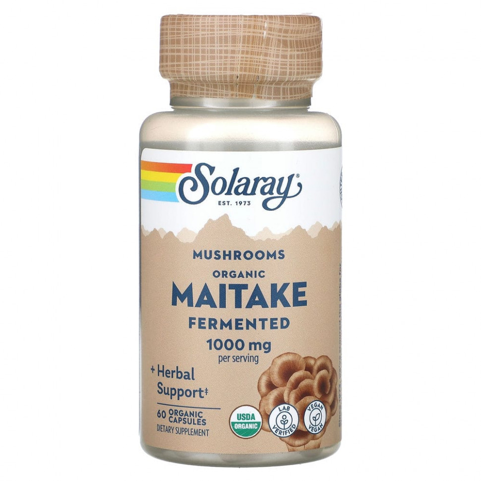 Solaray, Fermented Maitake, Mushrooms, 500 mg, 60 Organic Capsules    , -, 
