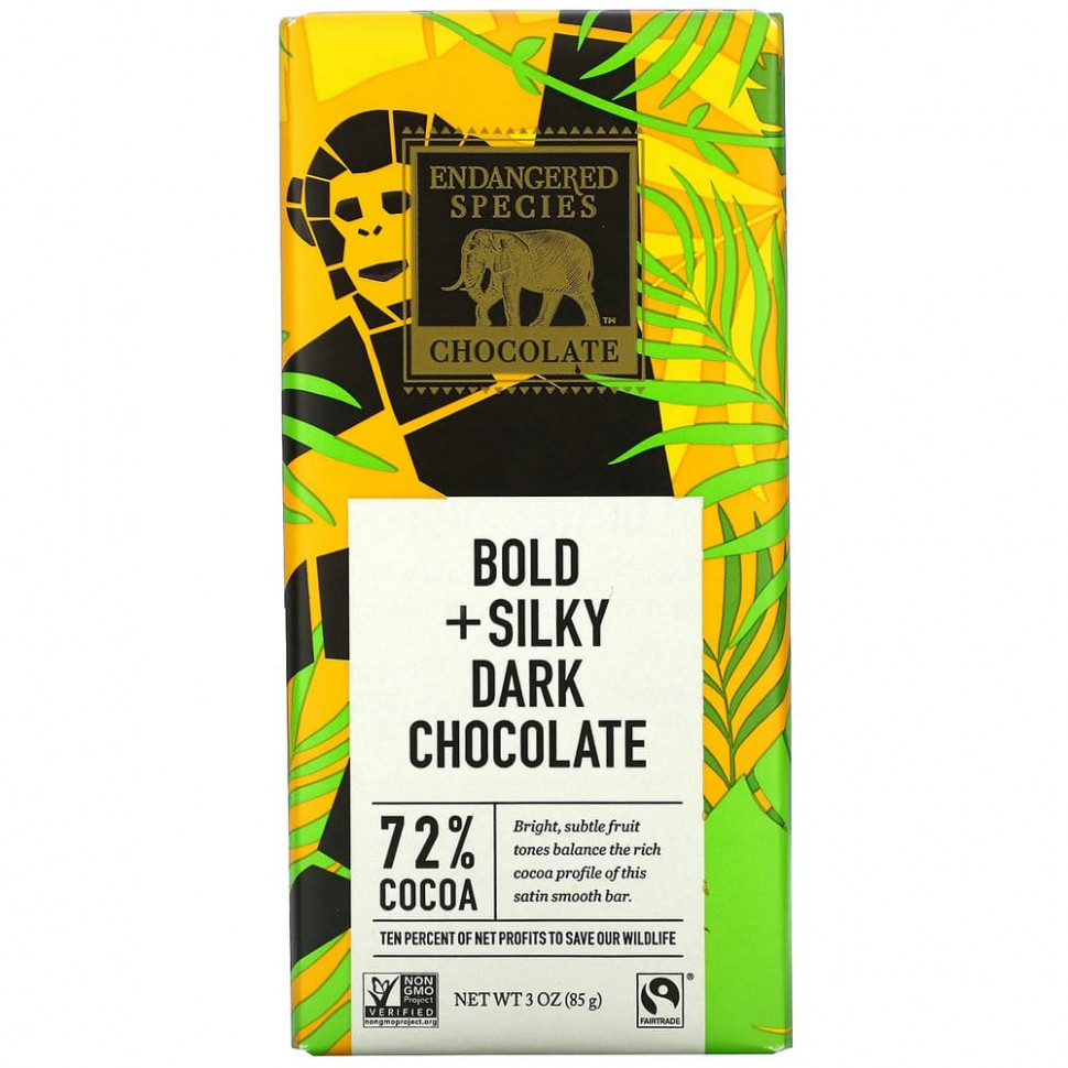 Endangered Species Chocolate,   Bold + Silky, 72% , 3  (85 )    , -, 