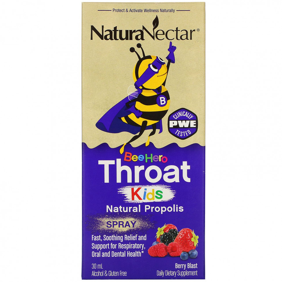 NaturaNectar, Bee Hero Throat Kids,    , Berry Blast, 30     , -, 