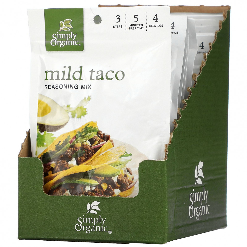 Simply Organic, Mild Taco Seasoning Mix, 12 Packets. 1 oz (28 g) Each    , -, 