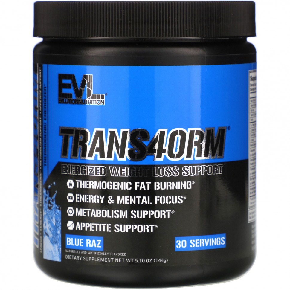 EVLution Nutrition, Trans4orm, Blue Raz, 5,10  (144 )    , -, 