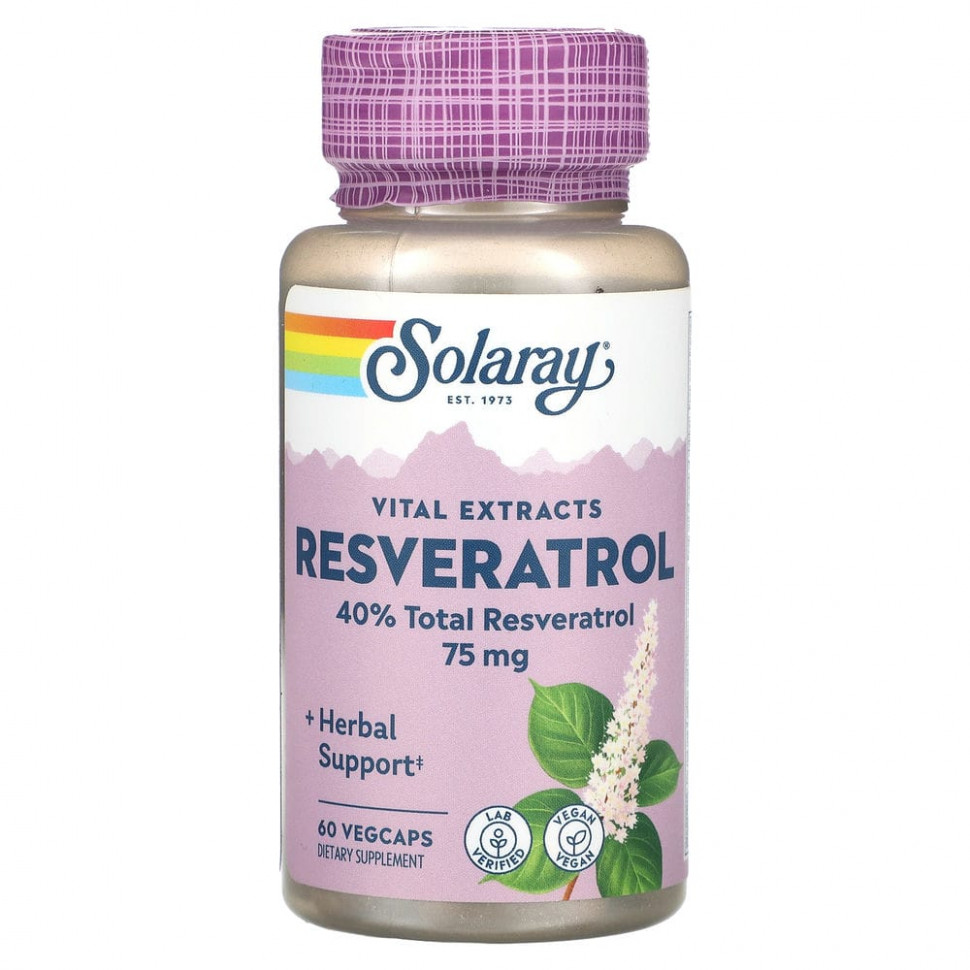 Solaray, Vital Extracts, Resveratrol, 75 mg, 60 VegCaps    , -, 