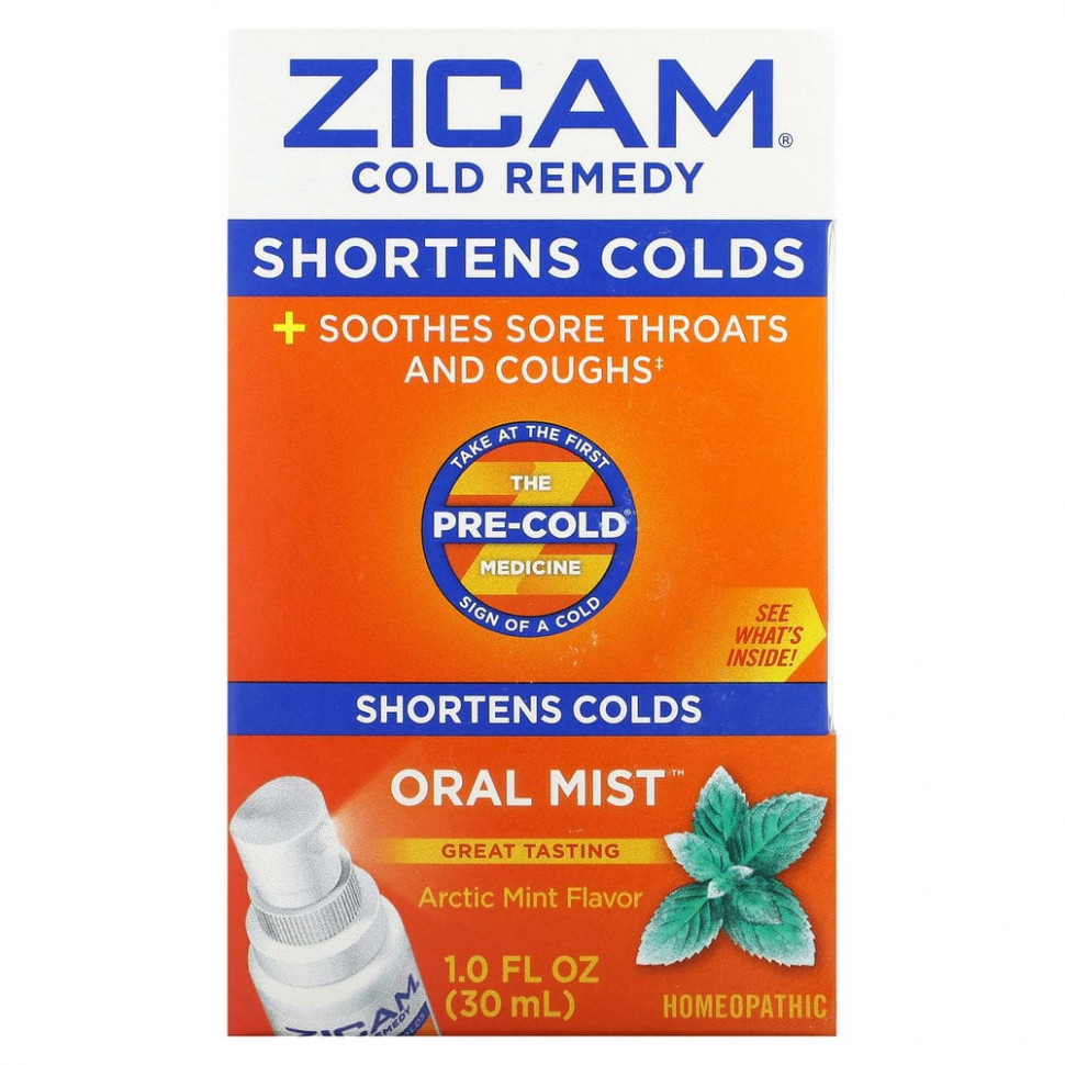 Zicam, Cold Remedy, Oral Mist, Arctic Mint, 1.0 fl oz (30 ml)    , -, 