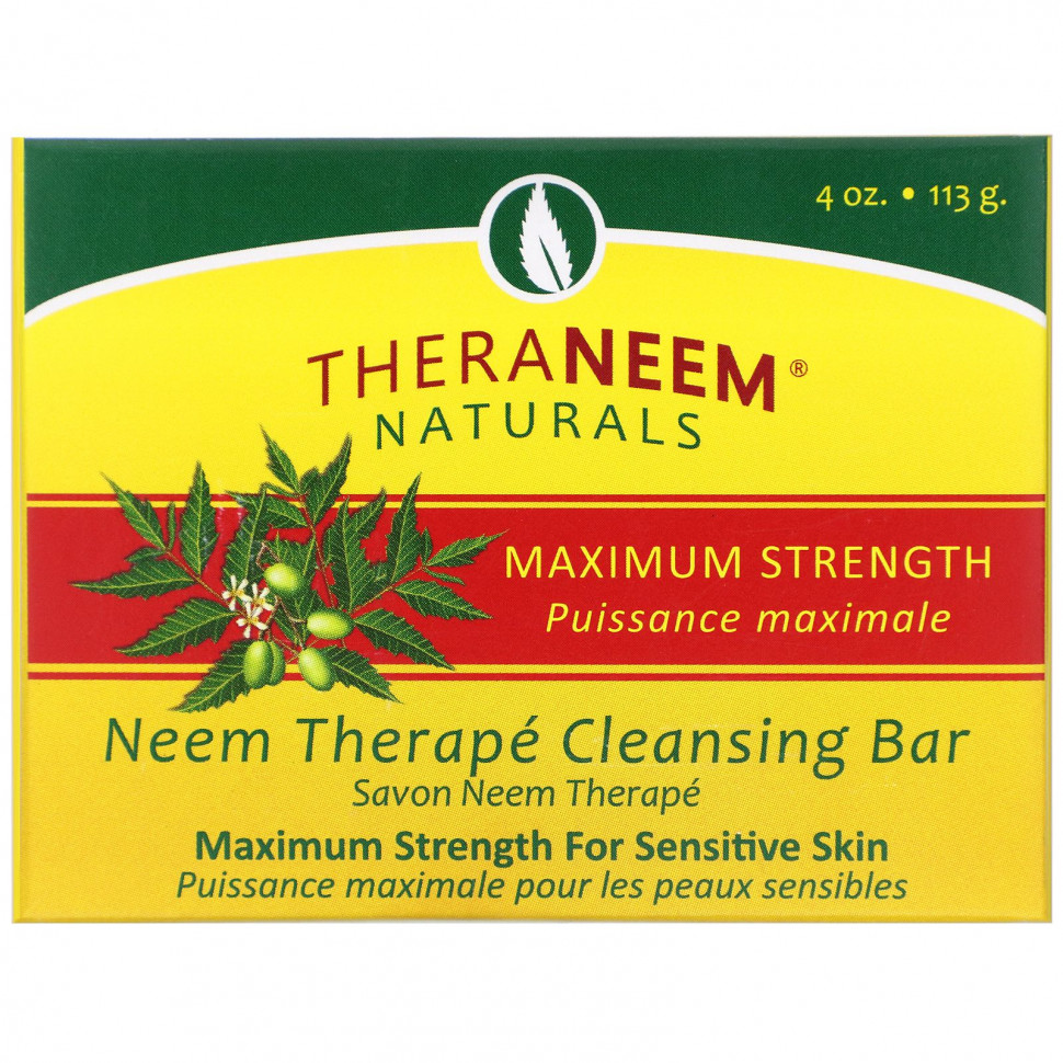 Organix South, TheraNeem Organix, Neem Therapy Cleansing Bar, Maximum Strength, 4 oz (113 g)    , -, 