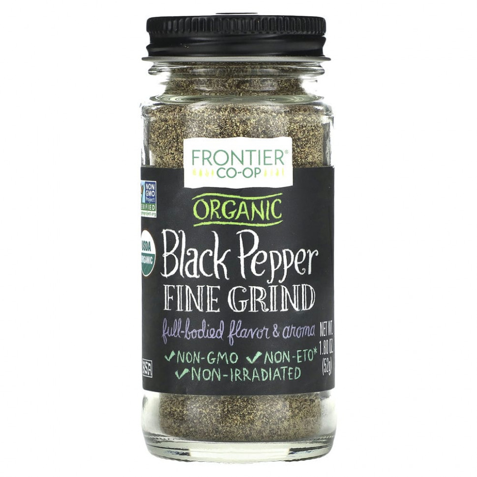 Frontier Co-op, Organic Black Pepper, Fine Grind, 1.80 oz (52 g)    , -, 