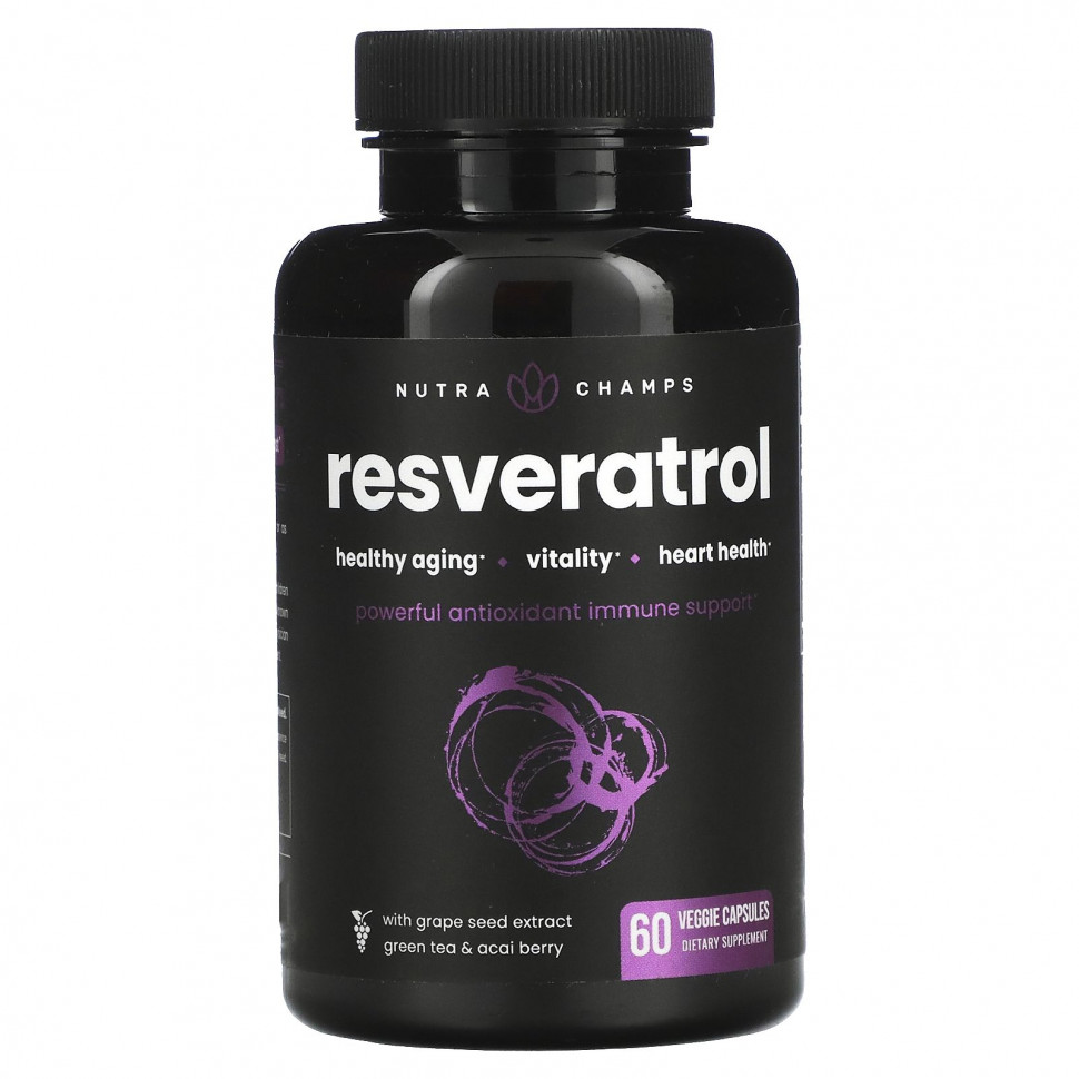 NutraChamps, Resveratrol, 60 Veggie Capsules    , -, 